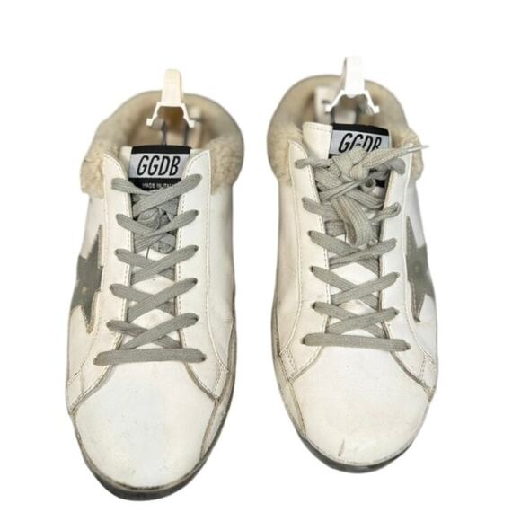 Golden Goose Superstar Sabot Shearling Slide Sneakers White Silver Authentic - Picture 3 of 11